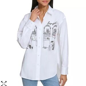 KARL LAGERFELD PARIS
Women's Shopping Girl Cotton Long-Sleeve Shirt Size L